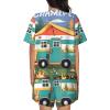 Happy Camper Women'S Pajama Set Soft Short Sleeve Top With Pants Shortwear Sleepwear Pajamas Black view 3