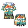 Happy Camper Women'S Pajama Set Soft Short Sleeve Top With Pants Shortwear Sleepwear Pajamas Black view 4