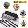 2 Sets Plastic Reusable Utensils Set with Case, Travel Chopsticks Fork Spoon Knife Set for Lunch Box, Portable Cutlery Sets for Travel Camping Daily Use (Black, Grey) view 4