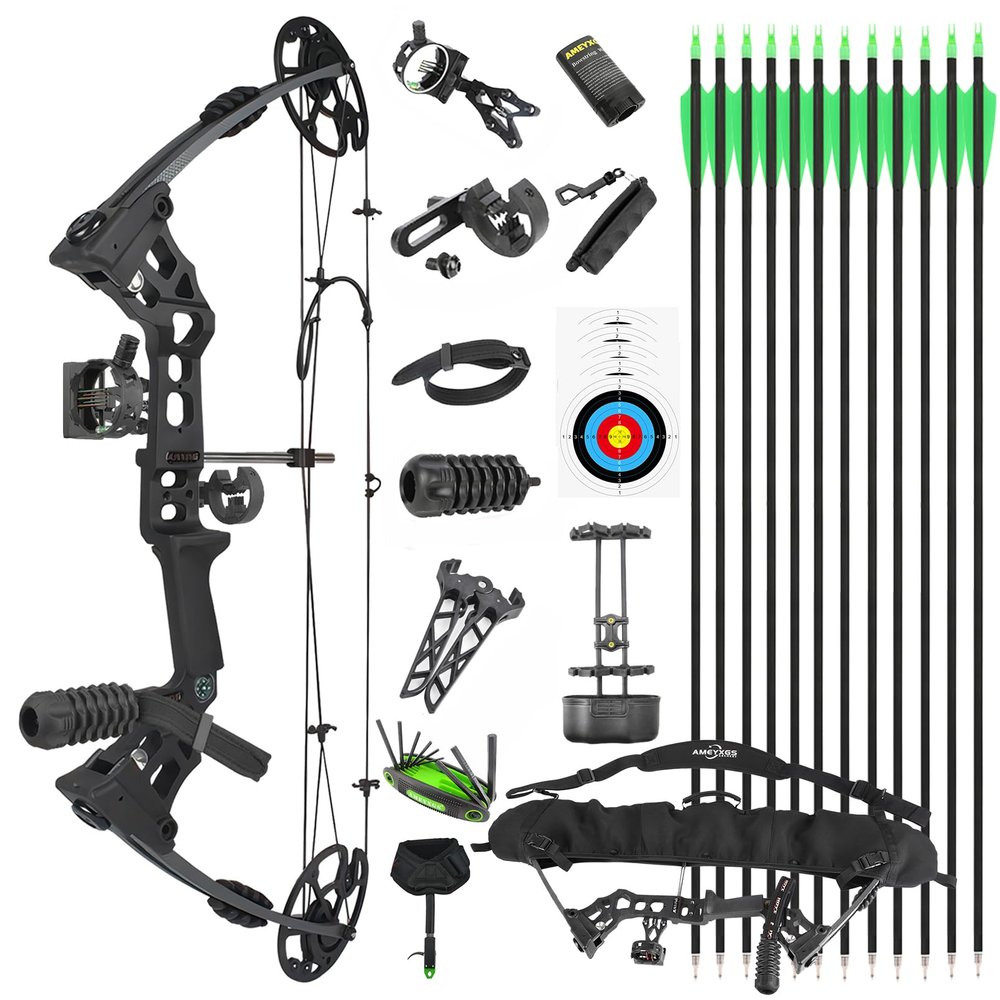 Compound Bow Kit for Adult and Beginner,Hunting Bow Archery Set with Alll Accessory,Draw Weight 20-70 Lbs, Right & Left Hand for Hunting Fishing Target Shooting (Black, Right Handed)
