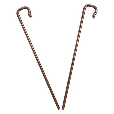 2Pcs Halloween Party Props Dark Brown Plastic Staff Cane for Stage Performance Decoration
