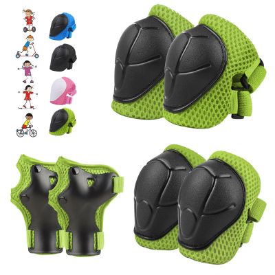 6PCS Kids Protective Gear Set, Knee Pads for Kids 3-10 Years Old, Toddler Elbow Pads, Wrist Guards, Skating Cycling Bike Rollerblading Scooter, Upgraded & Durable Material, Boys, Girls,Youth, Green