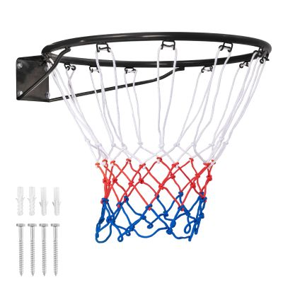 KOTEK 15"/18" Basketball Rim, Wall Door Mounted Basketball Hoop Replacement with All Weather Net, Basketball Rim Goal for Indoor Outdoor Driveway Garage Backyard (Black, 18 Inch)