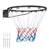 KOTEK 15"/18" Basketball Rim, Wall Door Mounted Basketball Hoop Replacement with All Weather Net, Basketball Rim Goal for Indoor Outdoor Driveway Garage Backyard (Black, 18 Inch) view 1