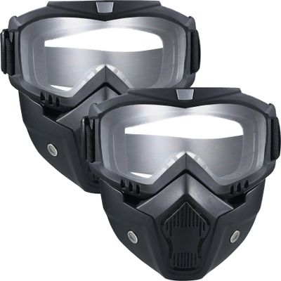 2 Pack Airsoft Full Face Mask with Detachable Goggles, Paintball Tactical Mask, Anti Fog, Motorcycle Riding Protection