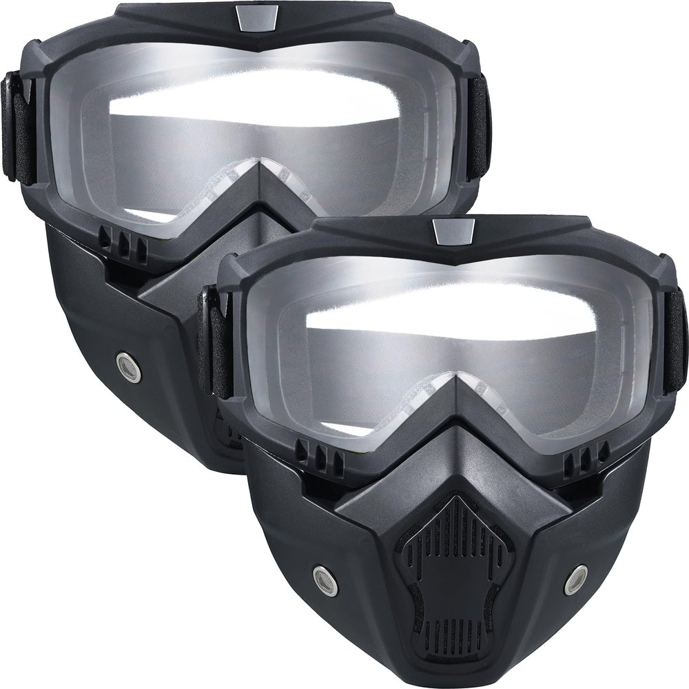 2 Pack Airsoft Full Face Mask with Detachable Goggles, Paintball Tactical Mask, Anti Fog, Motorcycle Riding Protection