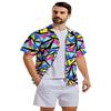 80s Shirts for Men 90s Hawaiian Short Sleeves Printed Casual Button Up Shirts Retro Costumes(80s90s-1-L) view 3