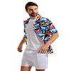 80s Shirts for Men 90s Hawaiian Short Sleeves Printed Casual Button Up Shirts Retro Costumes(80s90s-1-L) view 4