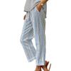 Akivide Women's Floral Cropped Linen Pants Summer Elastic Waist Straight Leg Casual Beach Trousers with Pockets view 1