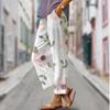 Akivide Women's Floral Cropped Linen Pants Summer Elastic Waist Straight Leg Casual Beach Trousers with Pockets view 2