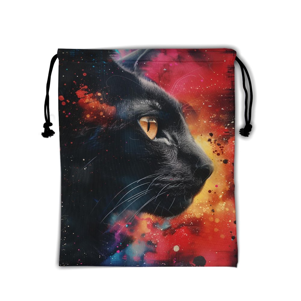 Black Cat Gymnastics Grip Bag Grip Bags for Gymnasts Watercolor Animal Drawstring Grip Bags for Towel
