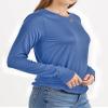 Long Sleeve Shirts for Women Crew Neck Basic Tee Fashion Womens Tops Light Blue view 2