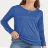 Long Sleeve Shirts for Women Crew Neck Basic Tee Fashion Womens Tops Light Blue view 3