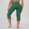 ODODOS Women's High Waisted Yoga Capris with Pockets,Tummy Control Non See Through Workout Sports Running Capri Leggings, Dark Green, Large view 3