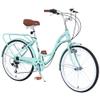 BALINGE 24 Inch 7 Speeds Beach Cruiser Bike, Bike Cruiser,Womens Bicycle,City Hybrid Bike Steel Frame Commuter Bike for Women Senior, Bikes for Adults,GCC Certificate, Light Green view 1