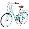 BALINGE 24 Inch 7 Speeds Beach Cruiser Bike, Bike Cruiser,Womens Bicycle,City Hybrid Bike Steel Frame Commuter Bike for Women Senior, Bikes for Adults,GCC Certificate, Light Green view 3