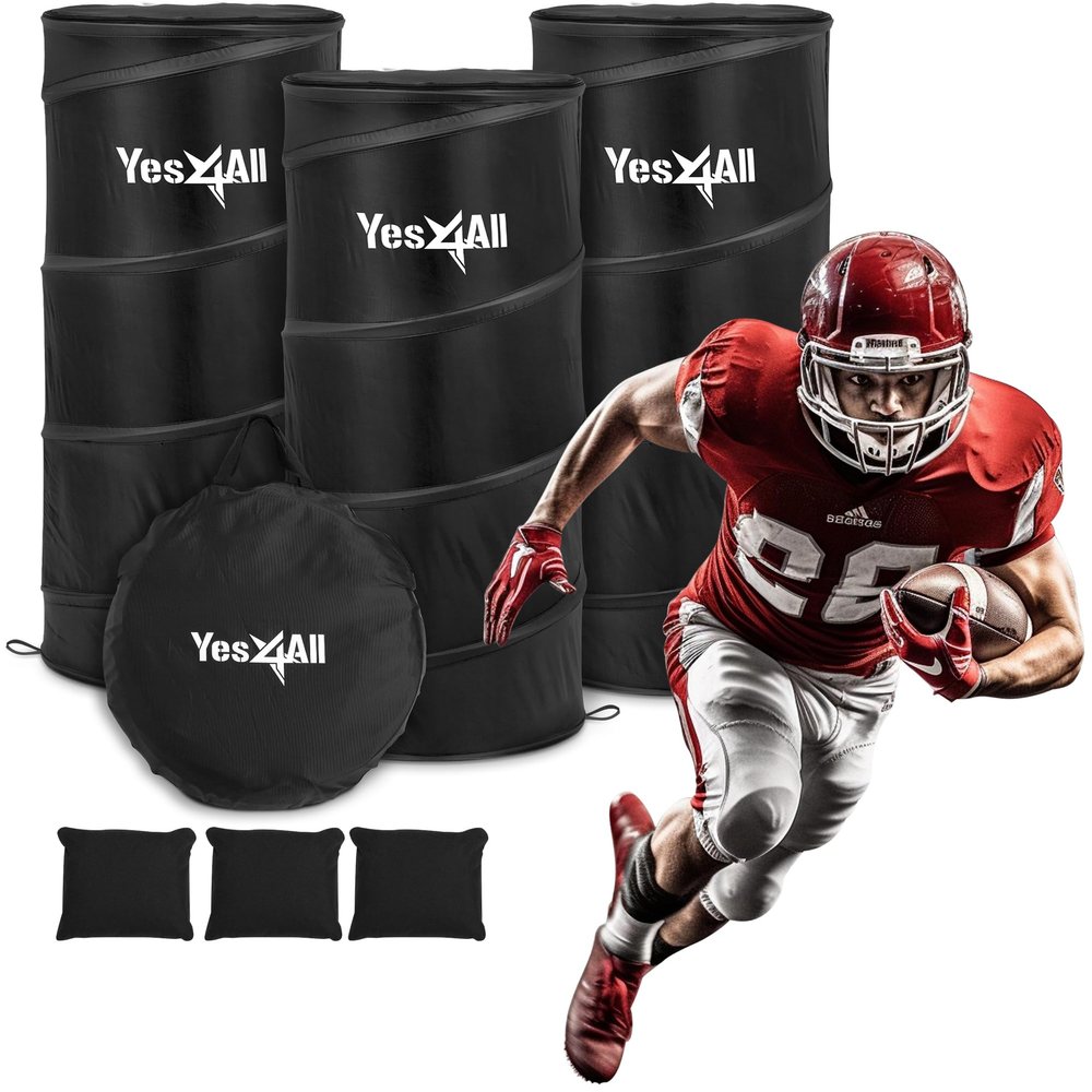 Yes4All Black Pop Up Defender, 3-Pack Basketball Youth Training Equipment, Portable Football Soccer Basketball Drill Defender