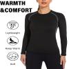 HovSiyla 3 Pack Womens Thermal Compression Long Sleeve Shirts Fleece Lined Tops Crew Neck Slim Fit Base Layer Ladies Underwear 1 Black 1 Black(Grey Line) 1 White Medium view 3