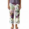 Akivide Women's Floral Cropped Linen Pants Summer Elastic Waist Straight Leg Casual Beach Trousers with Pockets view 1