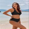 AI'MAGE Women's High Waisted Bikini Sets Tummy Control Swimsuits 2026 Two Piece Bathing Suits Color Block HalterSwim Suits, Black, S view 3