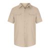 Mens Casual Linen Shirts Short Sleeve Button Down Tees Spread Collar Plain Tshirts Blouses Summer Vacation Beach Tops Beige view 4