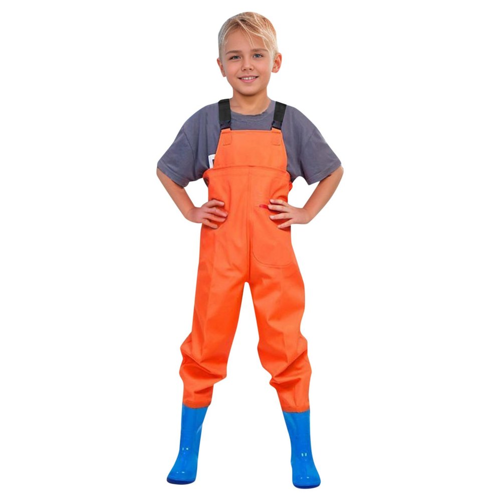 Kids Chest Waders with Rain Boots Youth Fishing Waders for Toddler Hunt & Fishing Waders Waterproof Waders for Boys Girls (Orange, 14-15 Years)