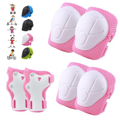 6PCS Kids Protective Gear Set, Knee Pads for Kids 3-10 Years Old, Toddler Elbow Pads, Wrist Guards, Skating Cycling Bike Rollerblading Scooter, Upgraded & Durable Material, Boys, Girls,Youth, Pink