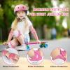 6PCS Kids Protective Gear Set, Knee Pads for Kids 3-10 Years Old, Toddler Elbow Pads, Wrist Guards, Skating Cycling Bike Rollerblading Scooter, Upgraded & Durable Material, Boys, Girls,Youth, Pink view 3