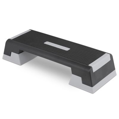 NineFit Basics Aerobics Stepper Platform for Exercise with Risers, 6 inch - 8 inch-10 inch Adjustable Compact Workout Step for Cardio, Core and Strength Training, Black & Gray