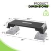 NineFit Basics Aerobics Stepper Platform for Exercise with Risers, 6 inch - 8 inch-10 inch Adjustable Compact Workout Step for Cardio, Core and Strength Training, Black & Gray view 2