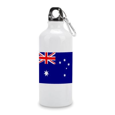 JuneLucky Australia Flags National Flag Water Bottle with Carabiner Clip & Sport Top Tumbler for Car Office Exercise Picnic Camping Hiking Outdoor Activities,White Aluminum Sport Water Bottles 20 oz