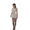 Women's Sexy Asymmetrical Twist One Shoulder Mini Dress Single Short Sleeve Knot Ruched Bodycon Y2K Party Dresses Apricot view 3
