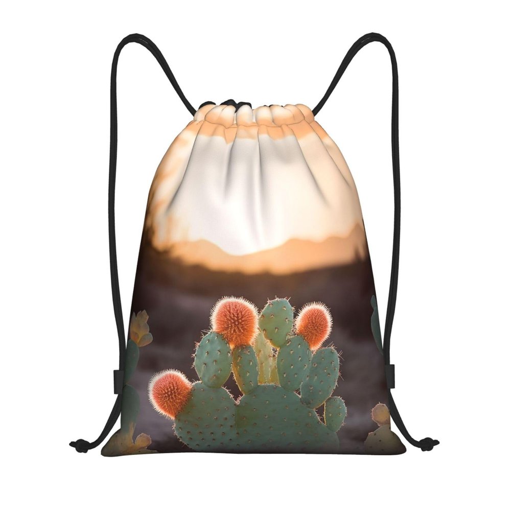 CSGJMYGS Drawstring Backpack for Women Men Gym Drawstring Bags Sunset Cactus String Bag Swim Bag