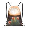 CSGJMYGS Drawstring Backpack for Women Men Gym Drawstring Bags Sunset Cactus String Bag Swim Bag view 1