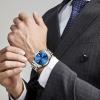 Taxau Mens Dress Watches Stainless Steel Silver Watches for Men Waterproof Blue Face Men's Wrist Watch Analog Quartz Men's Casual Watch with Day Date Relojes para Hombres view 3