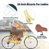 MEGHNA Cruiser Bike Low Step-Through 24inch Commuter Bike V - Brake 7 Speed Shifter Driven City Bike for Women Senior Men, Yellow view 4