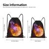 YIJIUWKIS Kids Drawstring Bag with Fire Basketball for Boys, Sports Drawstring Backpack for Teens Boys Girls Adults Women Men, Black Daypack Bag for Work Gym Swim Travel Hiking School, Small view 2