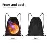 YIJIUWKIS Kids Drawstring Bag with Fire Basketball for Boys, Sports Drawstring Backpack for Teens Boys Girls Adults Women Men, Black Daypack Bag for Work Gym Swim Travel Hiking School, Small view 3
