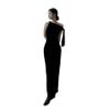 ANKOMINA Women's Elegant Asymmetrical Collar Sleeveless One Shoulder Maxi Dress Bodycon Party Cocktail Long Dresses Black view 3