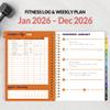 2026 Fitness Workout Journal Planner for Women & Men, JAN 2026 - DEC 2026 Exercise Planner, 6.4" x 8.3" Workout Calendar Journal Essentials Gift for Goals, Tracking, Gifts with PVC Plastic Cover, Pink view 2