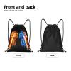 Football Drawstring Bags for Kids Teens Boys, Cool Sports Drawstring Backpack with Printed Two Playing Football Men Pattern, Black Casual Knapsack for Adults for Gym Hiking Swimming Beach Yoga, Small view 3