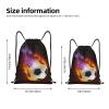 YIJIUWKIS Boys Drawstring Bags with Fire Soccer Ball, Cool Sports Drawstring Backpack for Teens Boys Girls Adults Women Men, Black Daypack Bag for Work Gym Swim Travel Hiking School, Small view 2