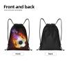 YIJIUWKIS Boys Drawstring Bags with Fire Soccer Ball, Cool Sports Drawstring Backpack for Teens Boys Girls Adults Women Men, Black Daypack Bag for Work Gym Swim Travel Hiking School, Small view 3
