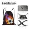YIJIUWKIS Boys Drawstring Bags with Fire Soccer Ball, Cool Sports Drawstring Backpack for Teens Boys Girls Adults Women Men, Black Daypack Bag for Work Gym Swim Travel Hiking School, Small view 4