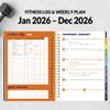 2026 Fitness Workout Journal Planner for Women & Men, JAN 2026 - DEC 2026 Exercise Planner, 6.4" x 8.3" Workout Calendar Journal Essentials Gift for Goals, Tracking, Gifts with PVC Plastic Cover,Black view 2