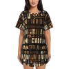 African Mud Cloth Tribal Women'S Pajama Set Soft Short Sleeve Top With Pants Shortwear Sleepwear Pajamas Black view 1