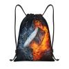 YIJIUWKIS Boys Hockey Drawstring Bags, Sports-Themed Drawstring Backpack Casual Knapsack with Water and Fire Printed for Kids Teens Adults Women Men for Gym Travel Swimming Hiking Camping, Small view 1
