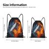 YIJIUWKIS Boys Hockey Drawstring Bags, Sports-Themed Drawstring Backpack Casual Knapsack with Water and Fire Printed for Kids Teens Adults Women Men for Gym Travel Swimming Hiking Camping, Small view 2