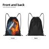 YIJIUWKIS Boys Hockey Drawstring Bags, Sports-Themed Drawstring Backpack Casual Knapsack with Water and Fire Printed for Kids Teens Adults Women Men for Gym Travel Swimming Hiking Camping, Small view 3