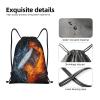 YIJIUWKIS Boys Hockey Drawstring Bags, Sports-Themed Drawstring Backpack Casual Knapsack with Water and Fire Printed for Kids Teens Adults Women Men for Gym Travel Swimming Hiking Camping, Small view 4